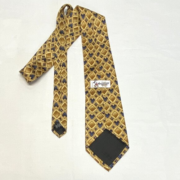 Disney Walt Disney World Silk Diamonds Discrete Mickey Mouse Silhouette Tie Gold - Picture 6 of 8